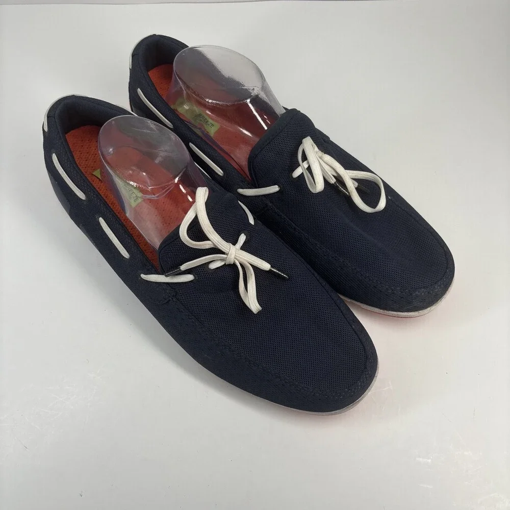 SWIMS Breeze Men's US 11 Navy Slip-On Loafer Boat Deck Shoes Braided Lace Casual